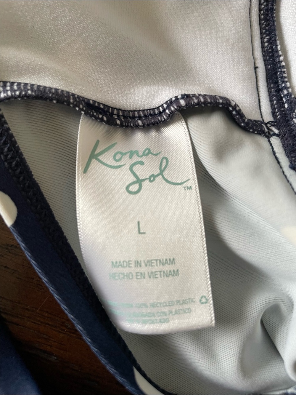 Kona Sol Navy and White Polka Dot One-Piece Swimsuit - Picture 3 of 3